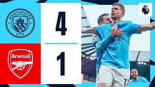 HIGHLIGHTS Man City 41 Arsenal  De Bruyne 2 Stones Haaland Goals  Premier League [upl. by Tiertza578]