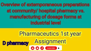 Overview of extemporaneous preparations at community d pharmacy assignment 1st year pharmaceutics [upl. by Dareen]