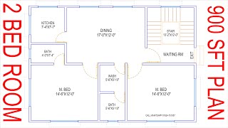 HOUSE PLAN DESIGN  EP 137  900 SQUARE FEET 2 BEDROOMS HOUSE PLAN  LAYOUT PLAN [upl. by Terej]