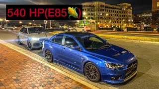 CRAZY BUILT EVO X vs 19 AUDI SQ5 stage II on E85🌽 540 HP MEXICO  POV [upl. by Mettah]