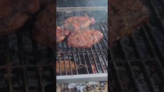 Ribeyes on the Santa Maria grill  open fire cooking  5thwheelBBQ [upl. by Ennagroeg]