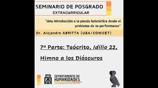 Una introducción a la poesía helenística  7ª parte Teócrito Idilio 22 [upl. by Lietman634]