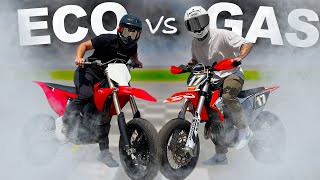 Worlds FASTEST Electric vs Gas Supermoto [upl. by Artnoed]