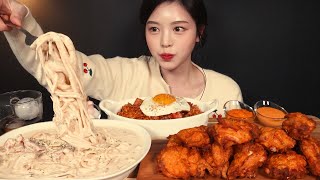 SUB꾸덕꾸덕 매콤크림파스타에 굽네 고추바사삭 먹방 김치볶음밥까지 리얼사운드 Cream Pasta Kimchibokkeumbap Chicken Mukbang ASMR [upl. by Heilner737]