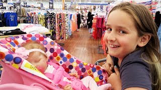 Shopping with Reborn Baby Doll Olivia and Sophia for Newborn Baby Supplies at Walmart Shopping Haul [upl. by Valerye822]