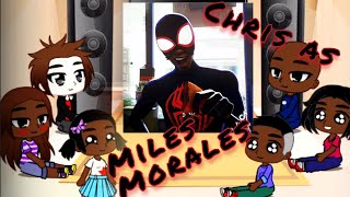 Família do Chris Greg amp Tasha reagindo ao Homem Aranha Chris As Miles Morales Gacha Club [upl. by Akilam311]