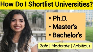 How to shortlist universities for USA  PhD Masters amp Bachelors [upl. by Nuahsal]