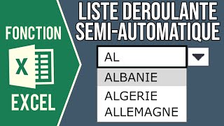 EXCEL  LISTE DÉROULANTE AVEC SAISIE SEMIAUTOMATIQUE Liste réduite en fonction des lettres tapées [upl. by Blinnie]