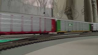 Model Trains  Dual Unit Diesel DDA40X with 484 Steam locomotive American Freedom Express [upl. by Aztiley]