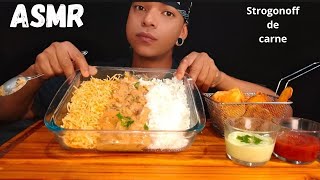 🔥 COMENDO STROGONOFF DE CARNE Uma dose de sabor em cada mordida 🔥asmr mukbangbrasil [upl. by Yraccaz50]