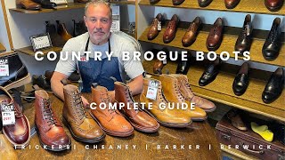 Comparing English Country Brogue Boots Trickers Stow vs Cheaney Tweed C R vs Barker Calder vs … [upl. by Ogawa]