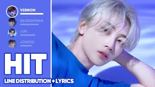 SEVENTEEN  HIT Line Distribution  Lyrics Color Coded PATREON REQUESTED [upl. by Yenhpad]