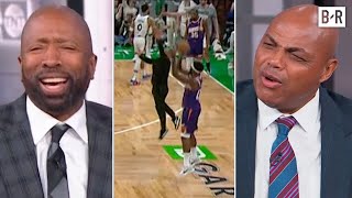 Inside the NBA Reacts to Joe Mazzulla Trying to Block a Shot [upl. by Ettenna]