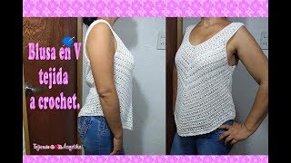 BLUSA EN V TEJIDA A CROCHET crochet tejido tutorial [upl. by Alberta288]