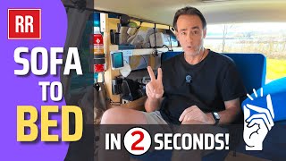 Quick FOLDING SOFA BED Revolutionizes DIY VanLife [upl. by Ardnasak458]