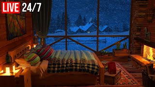 🔴 Deep Sleep with Blizzard and Fireplace Sounds  Cozy Winter Ambience and Howling Wind  Live 247 [upl. by Ellessig]