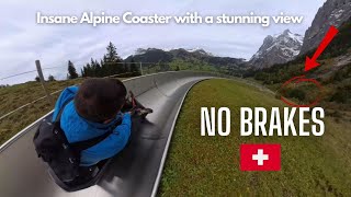 Insane with NO BRAKES on Alpine Slide in Switzerland Rodelbahn Pfingstegg Full ride Insta 360 x4 [upl. by Pearla]