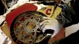 Replace motorcycle semi floating brake disc rivets  bobbins part 1 [upl. by Giustino335]