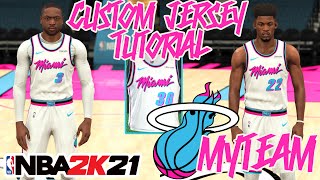 MIAMI HEAT VICE CITY CUSTOM JERSEY TUTORIAL WHITE PINK UNIFORM NBA 2K21 MyTeam WADE BUTLER FIRE [upl. by Winny]