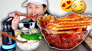 KING CRAB  SNOW CRAB  CRAWFISH  OYSTERS SEAFOOD BOIL WITH BLOVES SAUCE MUKBANG 먹방 EATING SHOW [upl. by Ridley]