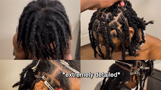 How to Retwist dreads and do two strand twist on dreads Beginner friendly step by step tutorial [upl. by Gregoor]