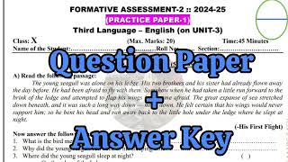 10th FA2 💯ENGLISH Question Paper 20242025  Practice paper 1 💯Formative Assessment Question Papr [upl. by Jerusalem98]