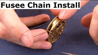 Fusee chain installation English pocket watch restoration and repair [upl. by Lipski]