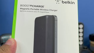 ‏UNBOXING belkin BOOST CHARGE Magnetic Portable Wireless Charger 10k [upl. by Yatnuahc]