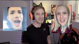 pewdiepie DEFENDS james charles amp jeffree cries  tea time [upl. by Smallman]