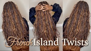 French Island Twist Hair Details amp Tutorial  Boho Twists [upl. by Rudiger]