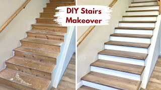 Full Guide to Installing LVP Stair Treads with DIY White Risers  Builds by Maz  Flooret [upl. by Anel612]