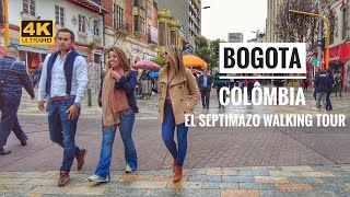 Centro de Bogota El Septimazo Colombia Walking Tour  4K Walk UHD [upl. by Ennyrb]