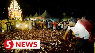 Annual procession of Lord Murugans chariot arrives in Batu Caves for Thaipusam celebration [upl. by Alesi]