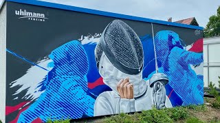 Mural  Uhlmann Fencing X Stone Graffiti [upl. by Nale]