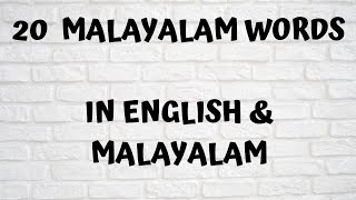 20 WORDS IN MALAYALAM ampENGLISHENGLISH MALAYALAM DICTIONARYLEARN MALAYALAM [upl. by Llenrup172]