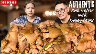 Pork trotters with kidney beans  Northeast India naga mukbang mukbang food [upl. by Henrion]