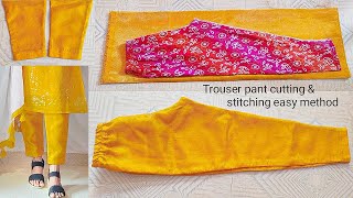 Pant trouser cutting amp stitching very easily for beginners  pant cutting stitching tips amp tricks [upl. by Harley]