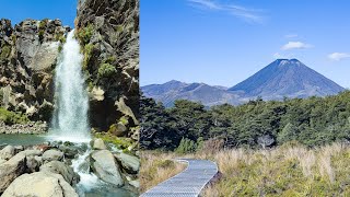 Waterfalls Nature and Mount Doom Tongariro National Park Aotearoa New Zealand [upl. by Eicarg870]