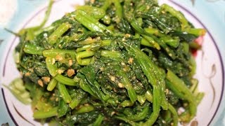 Greg and Yon make Spinach and Chrysanthemum Greens side dish Ssukgat Sigeumchi Muchim [upl. by Margeaux247]