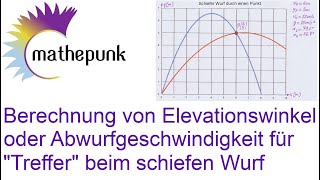 Berechnung von Elevationswinkel oder Abwurfgeschwindigkeit für quotTrefferquot beim schiefen Wurf [upl. by Illib]