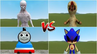 SCP096 VS SCP173 VS CURSED SONIC VS CURSED THOMAS in Garrys Mod [upl. by Colvert428]