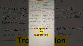 transpiration vs evaporation biologyshort ytshorts shortsfeed shorts trending viral [upl. by Gaal399]