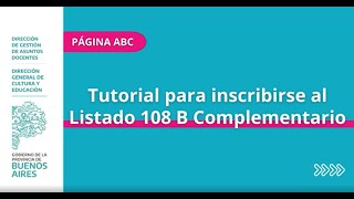 Tutorial para inscribirse al Listado 108 B Complementario [upl. by Airalednac]