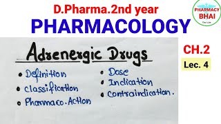 Adrenergic Drugs Ch2  Pharmacology  DPharma 2nd adrenergicdrugs pharmacology pharmacybhai [upl. by Aridnere]