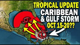 Tropical Update Caribbean amp Gulf Storm Potential Oct 1520 Tropical Wave to Become Next Storm [upl. by Rosinski]