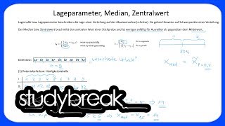 Lageparameter Median Zentralwert  Statistik [upl. by Glenden443]