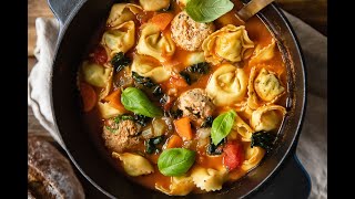 Chicken Meatball Soup with Tortellini  Easy Recipe for Tortellini Soup [upl. by Erdman]