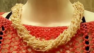 COLLAR DE PERLAS TEJIDO A CROCHET BISUTERIA TEJIDA 1 [upl. by Kila]