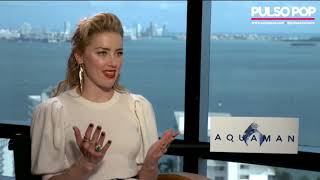 Aquaman  Amber Heard speaks perfect Spanish during movie interview [upl. by Aicilak]