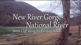 Train passes by Stone Cliff West Virginia  New River Gorge National River [upl. by Kostman]